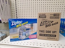 NEW Ziploc Big Bags Heavy Duty XXL 3 Bags 20 Gallon 2' x 2.7' Discontinued RARE!