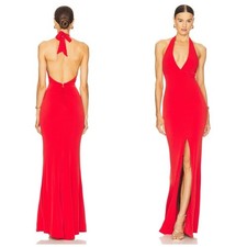 Nookie Illegal Halter Gown Maxi Red Slit Large Dress