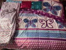 Butterflies Hearts Flowers Twin Bedding Set Cartoon Comforter Pillowcase Sheet