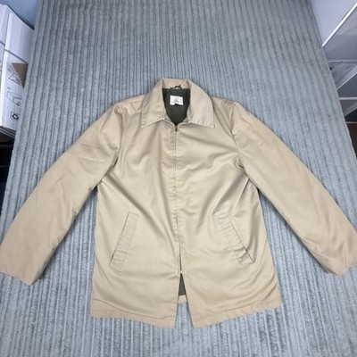 Vtg 70s Sears Perma Prest Work Outerwear Jacket Size 40 Tan Fleece Lined STAIN