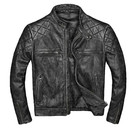 Men's Genuine Sheep Leather Jacket Motorcycle Black Cafe Racer Style Jacket
