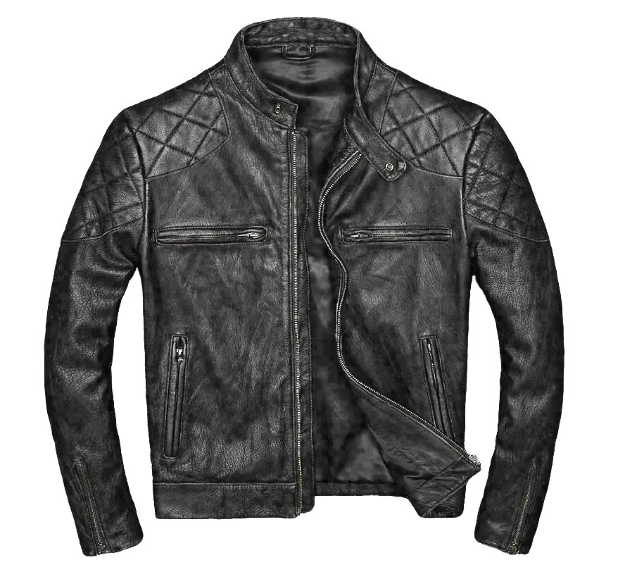 Motorcycle Black Cafe Racer Style Jacket