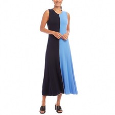 Karen Kane Navy Blue Colorblock Sleeveless Midi Dress LARGE 1L13031 NEW