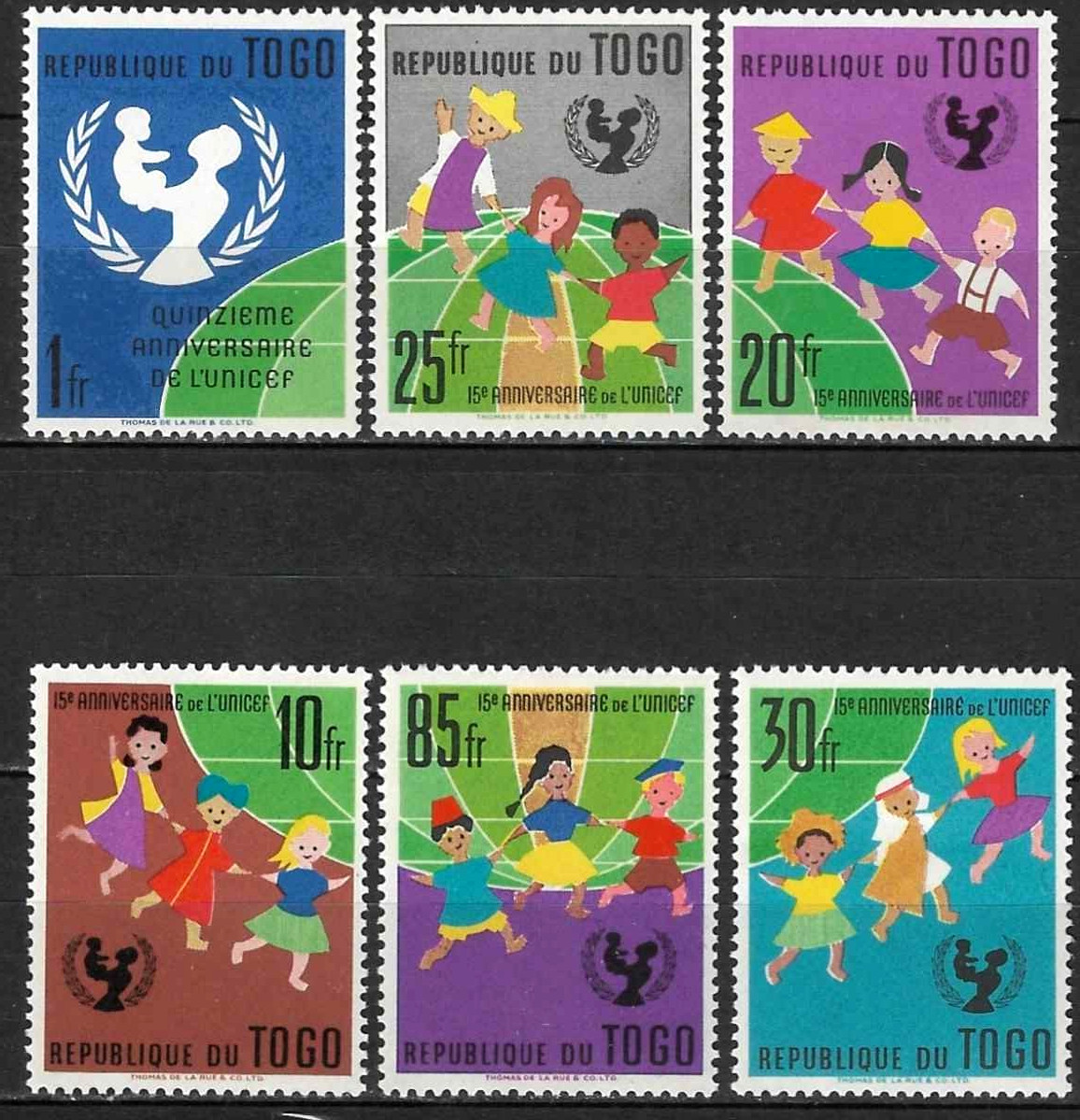 Africa Togo Stamps 1961 SC# 411-416 ' UNICEF, 15th Anniversary '