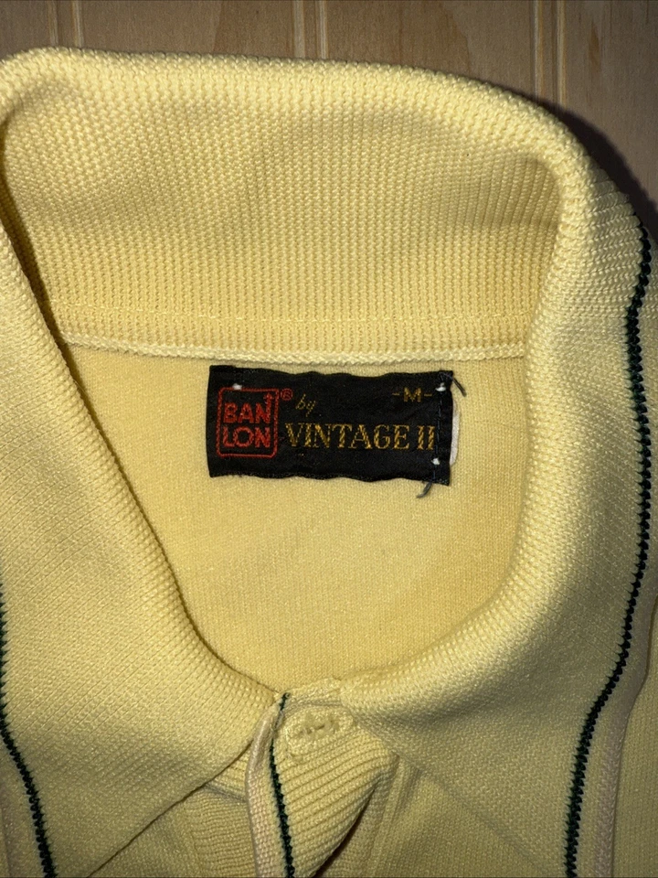 Vintage Ban Lon Mohawk Shirt Mens L Polo Rockabilly Yellow Spearpoints 1960-70’ - Image 3 of 4