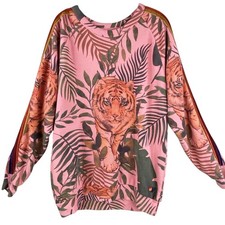 Aviator Nation Sweatshirt Size XL Pink Tiger Jungle Velvet Stripes Boho