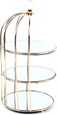 Chynalys (1/2/3 Tier) Gold Cake Stand - Cake Stands with Bird Cage Shaped, Tray