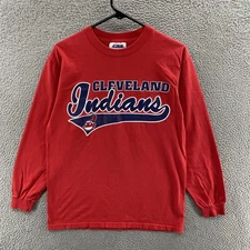 Vintage Cleveland Indians Shirt Red MLB Baseball Long Sleeve Chief Wahoo 90s