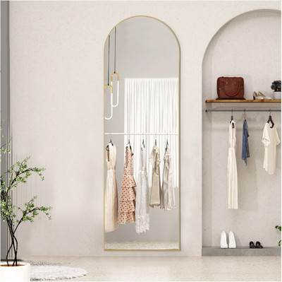 Zunmos 64'' x 21'' Arched Full-Length Mirror, Gold Aluminum Frame
