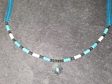 Rhythm beads white turquoise & silver. shet size. Adjustable Handmade to order