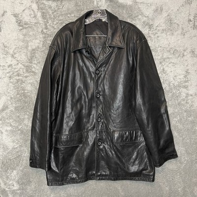 Roundtree Yorke Men Genuine Lamb Skin Black Soft Leather Jacket Classic Design L