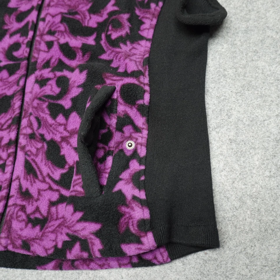 Chaleco polar floral negro púrpura para mujer Jane Ashley forrado medio Foto 2 de 4
