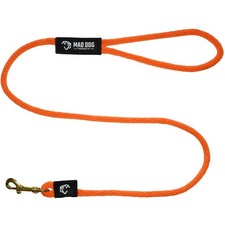 Mad Dog Products Standard Clip Dog Leash 3/8  x 4  Orange Signature Rope