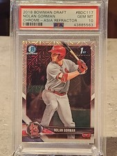 PSA 10 NOLAN GORMAN 1st 2018 Bowman Chrome Draft ASIA MOJO REFRACTOR RC GEM MINT