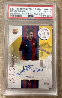 Lionel Messi 2024 Topps FC Barcelona 125 Anniversary Foundations Gold  1/1 Auto