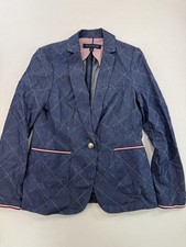 Tommy Hilfiger Chambray Diamond Stitched Blazer Women's Size 6 Preppy Nautical