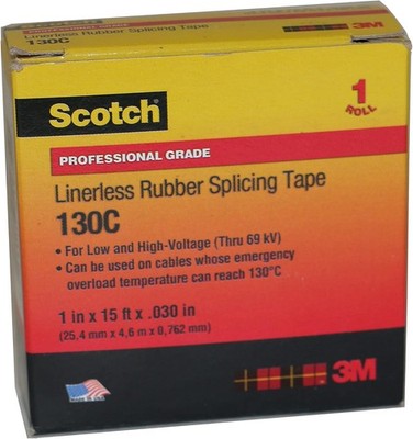 3M Scotch Linerless Rubber Splicing Tape, 1 in. x 15 ft. (Black)