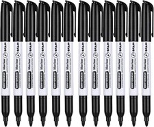 Black Dry Erase Markers Fine Tip - 12 Pack Whiteboard Markers Standard Set For O
