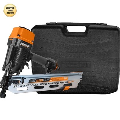 Pneumatic 21 Degree Framing Nailer 2-3.5 Inch Nails Anti-Dry-Fire Dual Trigger