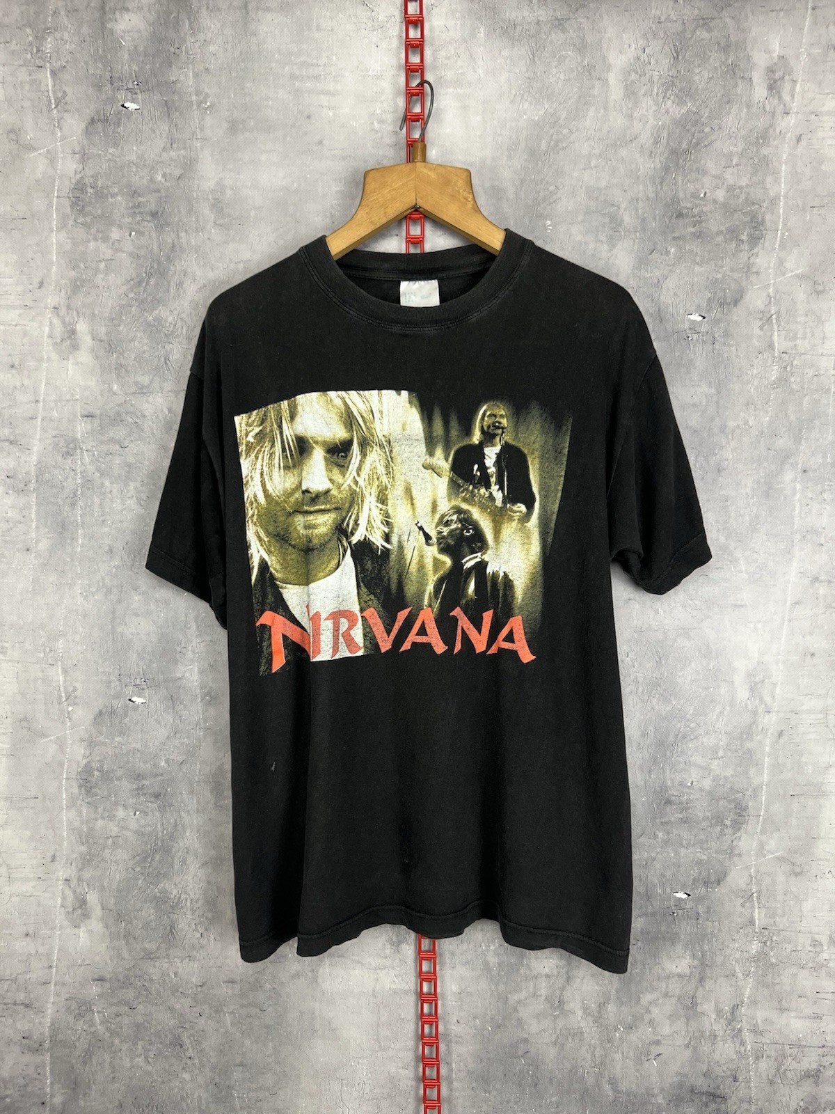 Vintage 90s Nirvana Kurt Cobain Band Tee Shirt Euro Boot Rare Size M