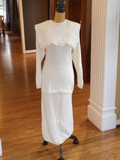 Unbranded Vintage 80s Ivory Acrylic Sweater Knit Skirt Set Medium