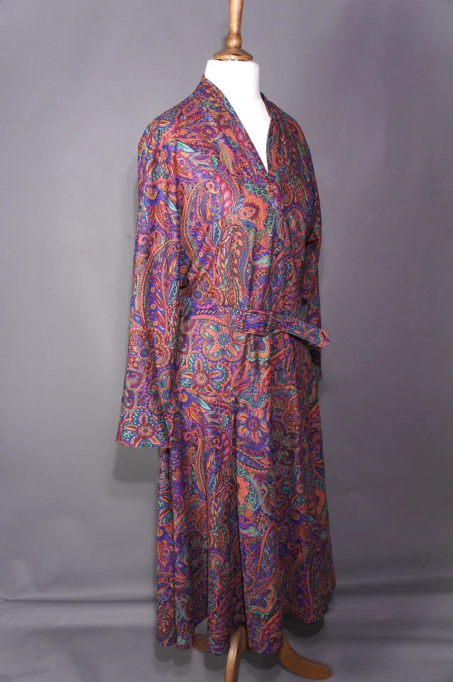 Vintage Marks & Spencer - Size 14 - Psychedelic Paisley Floral Dress with Belt - Image 2 of 4
