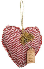 Rustic Primitive Fabric Heart Ornament Valentine's Heart Ornament XOXO
