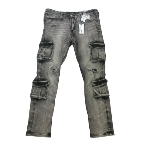 Jean Rue21 homme 38 x 32 noir denim poches cargo skinny suprême flex neuf avec étiquette