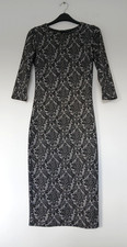 BNWOT Atmosphere Calf Length Stretch Dress in Black & White Lace Design, Size 10