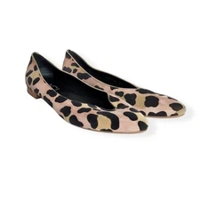 AGL Leopard Print Pointed Toe Ballet Flats Shoes Women's Size 39