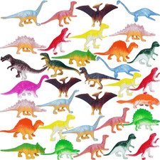 64Pcs Mini Dinosaur Figures, Assorted Small Plastic Dinosaur Toys for Cake Toppe
