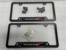 2 pcs Carbon Fiber License Plate Frame Dodge Charger Challenger Ram  Durango SRT