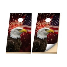 Premium Cornhole Vinyl Wrap- 3M Decal- Patriotic Bald Eagle American Flag