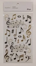 Black White & Gold Music Notes Scrapbooking Stickers by Recollections 