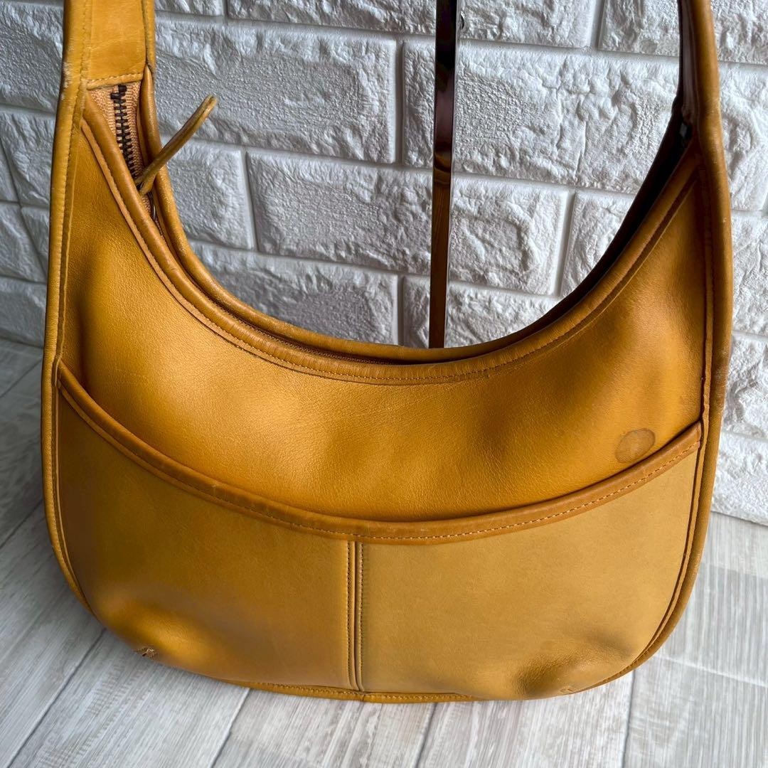 入手困難/美品✨VINTAGE COACH ERGO ショルダーバッグ 9033 Vintage Coach Ergo Leather 9033 Shoulder Bag Mustard Yellow