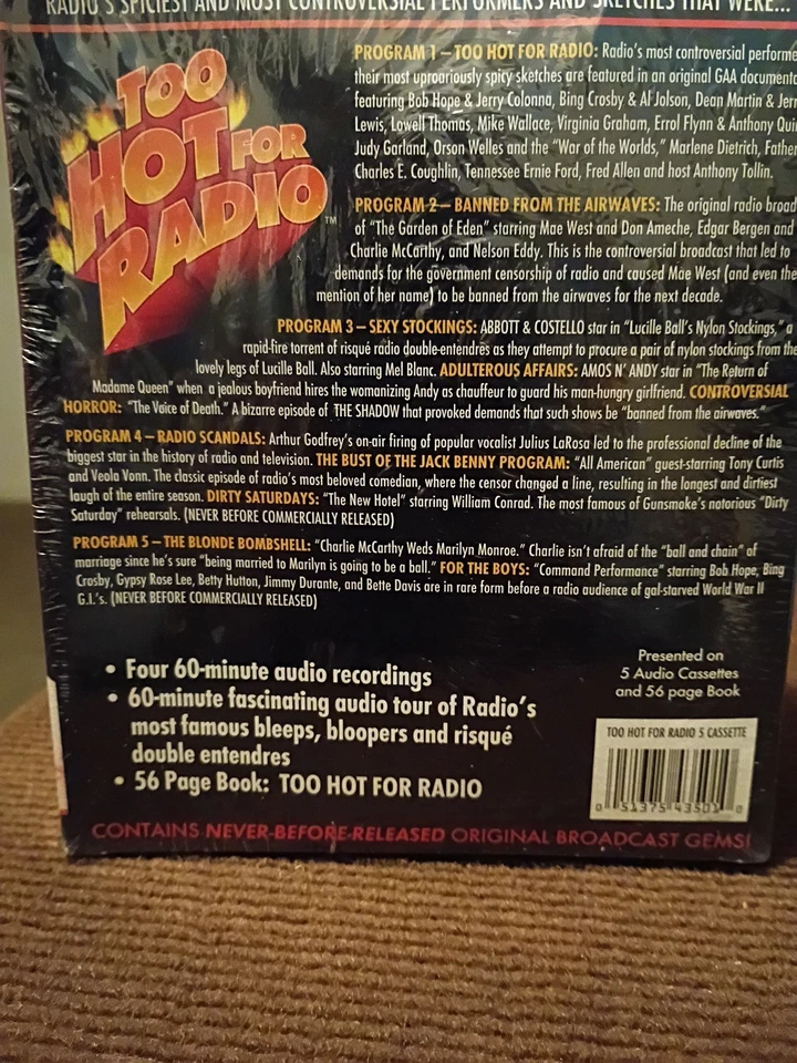 Vintage Too Hot For Radio 5 Audio Cassette Tapes + 56 Page Book Sealed NIP - Image 4 of 4
