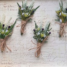 Scottish Thistles Heather Buttonhole Rustic Hessian Wedding Flowers 1x