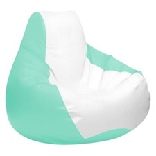 20" H x 24" W x 24" D White/Sea Foam Green Small Teardrop Bean Bag Chair