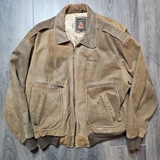 Vintage Phase 3 Leather Bomber Jacket 2XL Brown Map Lined Aviator Coat Boeing