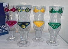 Vintage Set of 4 Torso Bikini Body 12 Oz Beer Glasses Hand Painted New in Box
