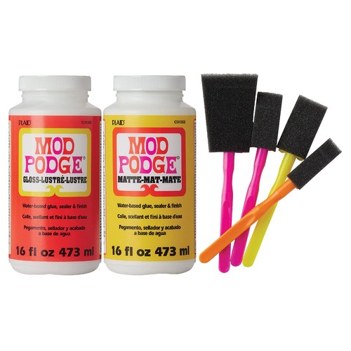 Decoupage Kit with Waterbase Sealer Glue and Foam Brushes