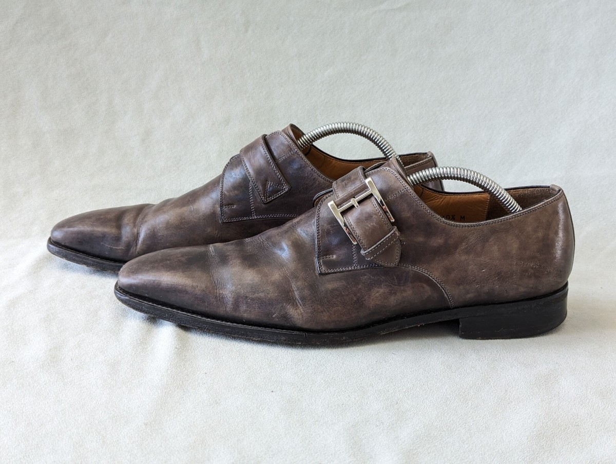 Magnanni Marco Cuero Single Monk Strap Gray Mens Dress Sz 