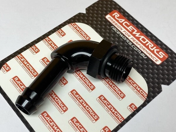 Raceworks RWF-415-08-05BK AN8 ORB to 8 mm 5/16" Barb Swivel 90 Degree -8AN Black - image 2 of 2