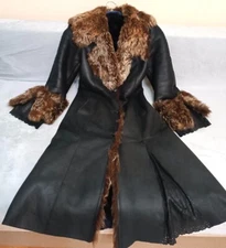 Bianca Pelle black toscana sheepskin shearling coat S