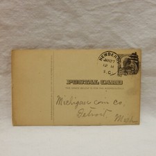 UX20 ''WILLIAM McKINLEY'' POSTAL CARD ONE CENT POSTMARKED 1910