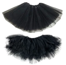 BLACK TUTU SKIRT HALLOWEEN FANCY DRESS PARTY COSTUME LADIES WOMENS DANCE SHOW