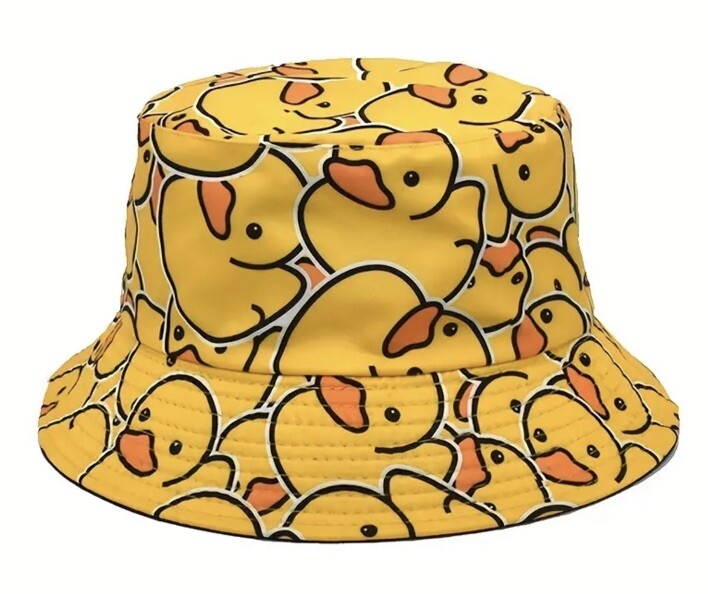 Bucket Hat Adult  Size Rubber Duck Hat Yellow Novelty Hat Reversible Hippie Hat-image