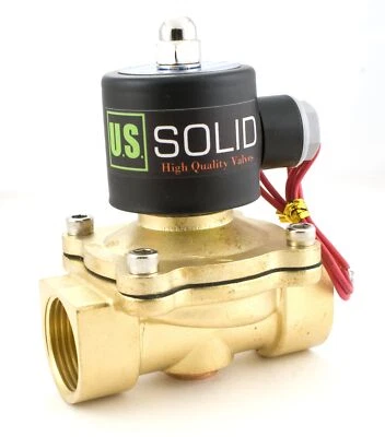 U.S. Solid 1 1/4 inch Electric Solenoid Valve 12V DC Brass