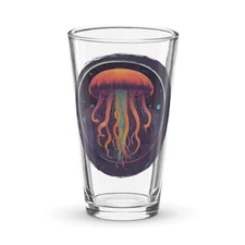 "Cosmic Jellyfish" Pint glass Space Medusa Psychedelic Galactic Sea Cnidarian