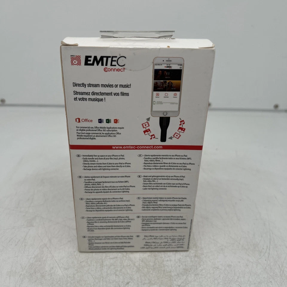 Emtec iCobra2 iPhone Flash Drive 32GB 2 in 1 Black, Dual Conne... J62 - Image 3 of 4